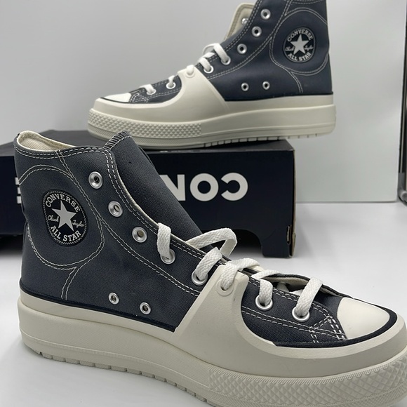 Converse Men’s A05116C CTAS CONSTRUCT HI CYBER GREY/VINTAGE WHITE/EGRET Platform - Picture 14 of 16